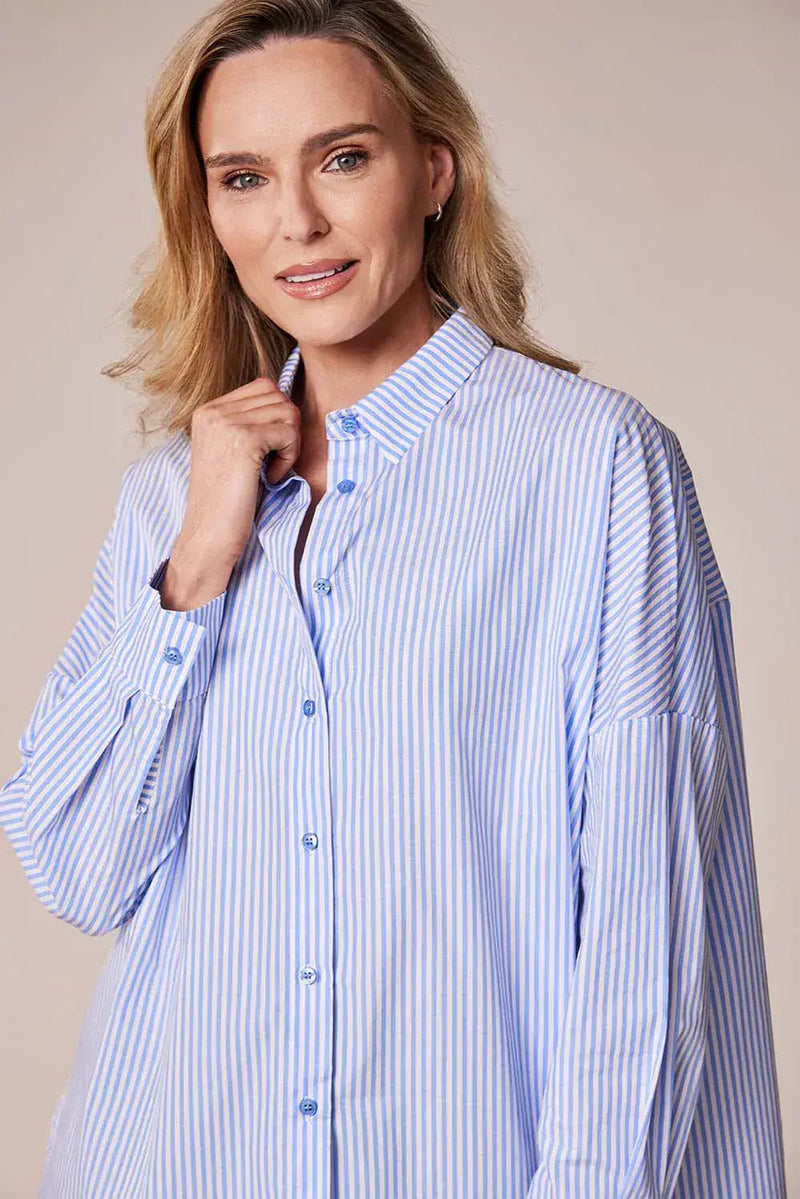 D.E.C.K BY DECOLLAGE Deck Blouse | Blue /White 20937