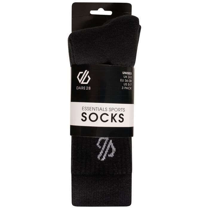 Dare2B Sport Sock 3pk  | Black DUH316