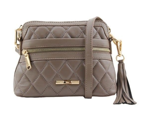 Dice Cosmo Quilted Crossbody Bag | Taupe 13D2269