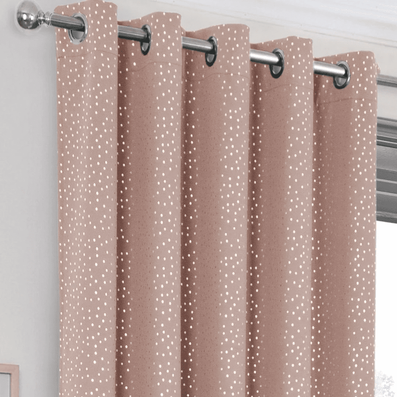 Dotty Blackout Eyelet Curtains Blush