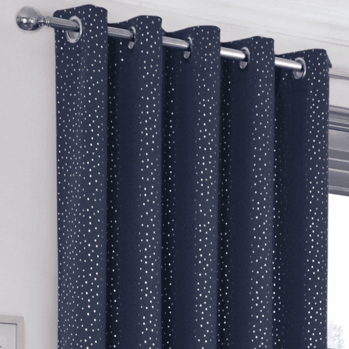 Dotty Blackout Eyelet Curtains Navy
