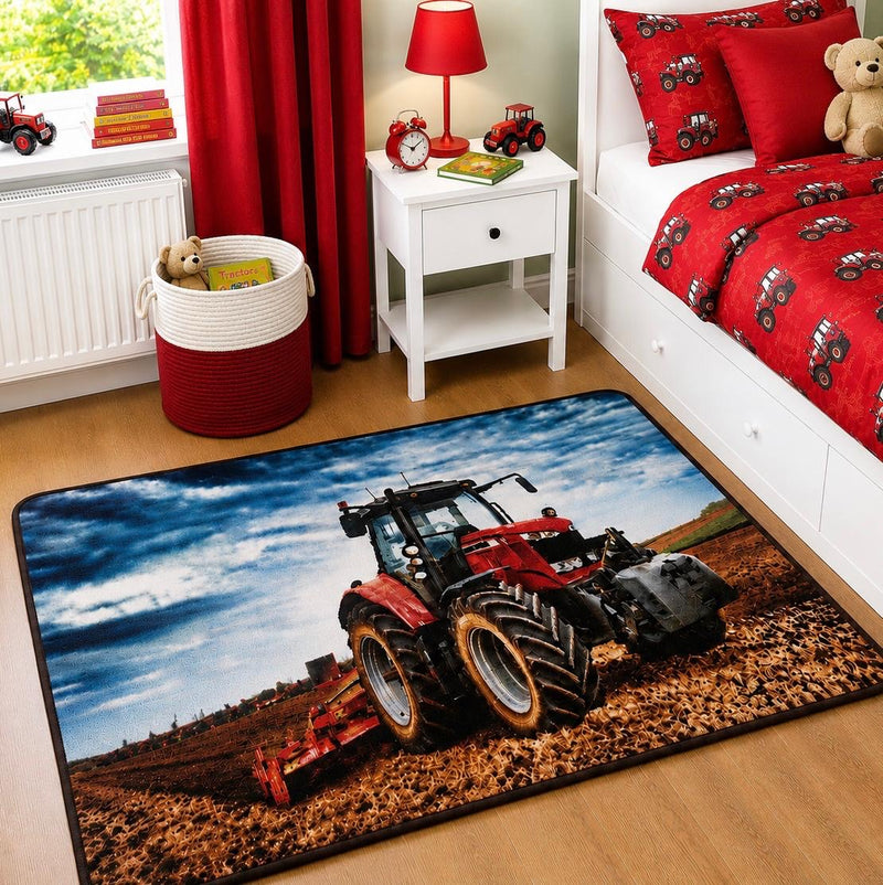 Kids Tractor Rug | Red RSKID