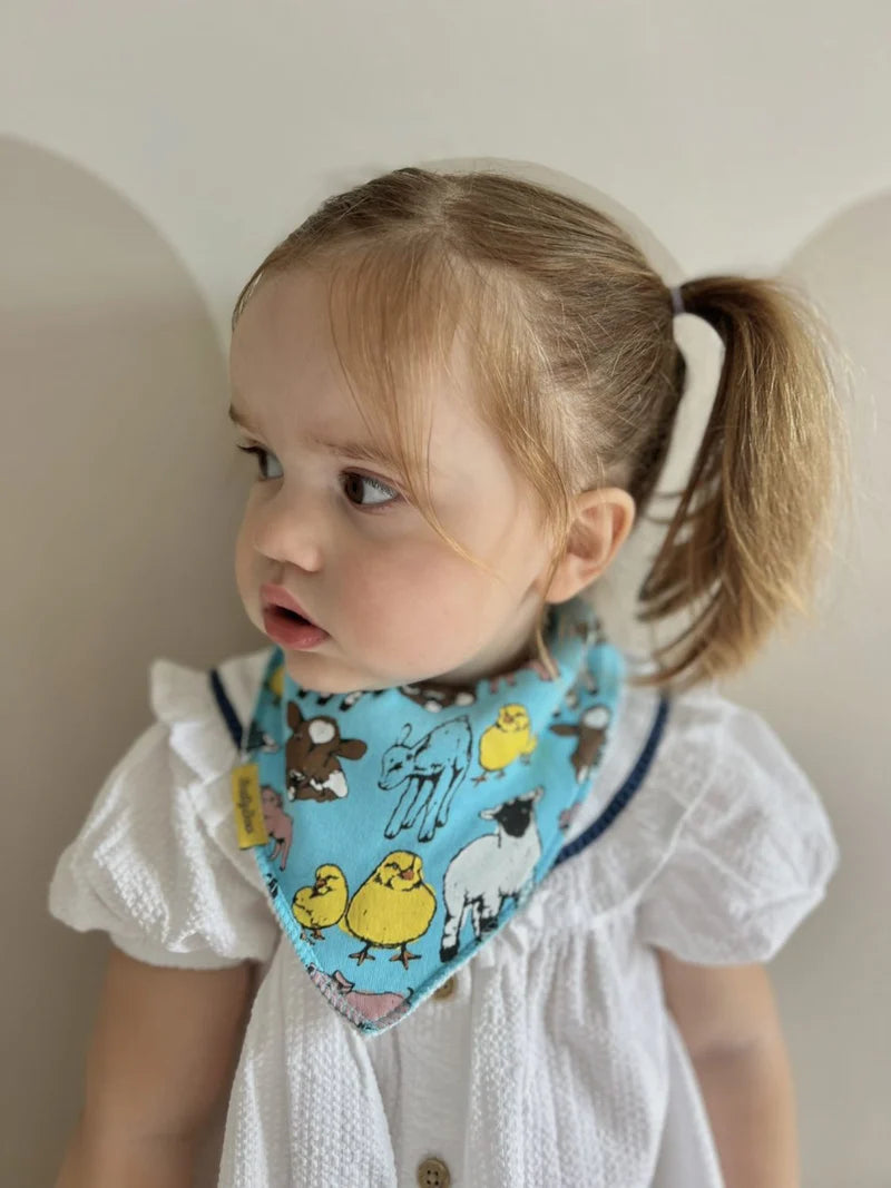 BabyBoo Fauna Farmyard Bandana Dribble Bib | Blue