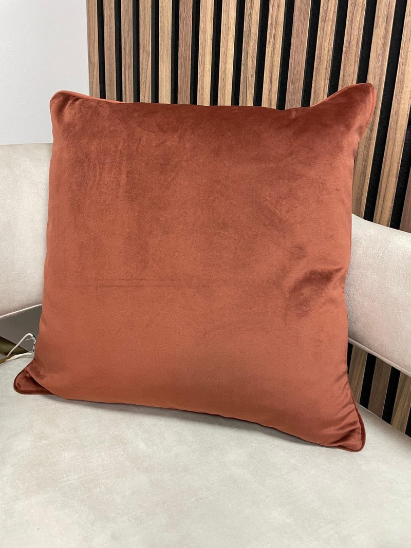 FERVOR + HUE Plain Soft Velvet Cushion 45x45cm| Rust
