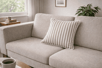 FEVOR + HUE Linen Weave Stripe Cushion| Beige
