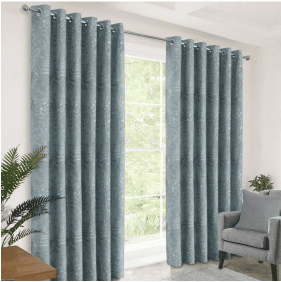Foliage Curtains Azure & Eyelet