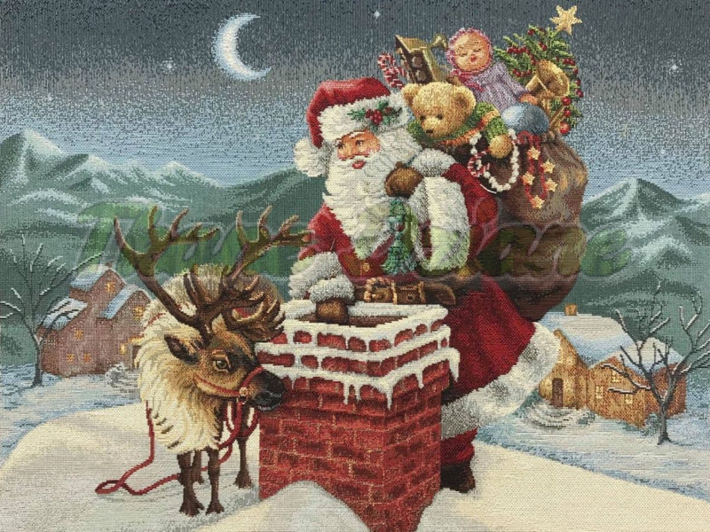 Fullshire Cushion Cover Chimney Christmas Santa