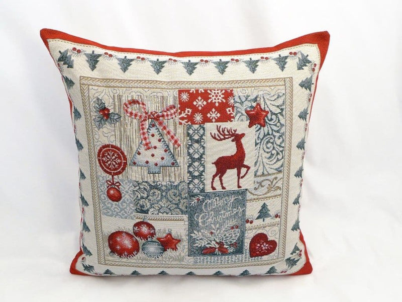 Fullshire Merry Christmas Scene Cushion Cover | Red