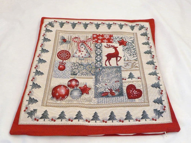Fullshire Merry Christmas Scene Cushion Cover | Red