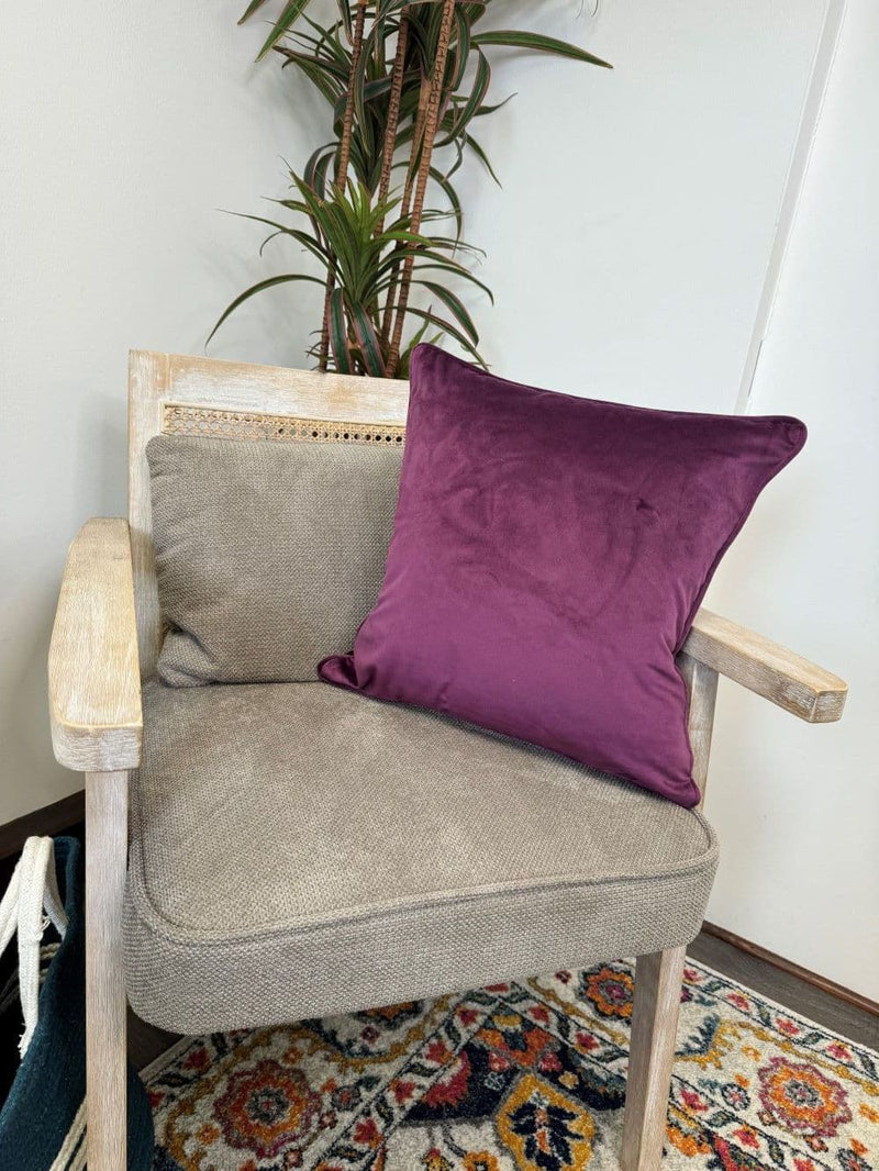 Fullshire Velvet Piped Cushion Cover 43x43 cm | Plum