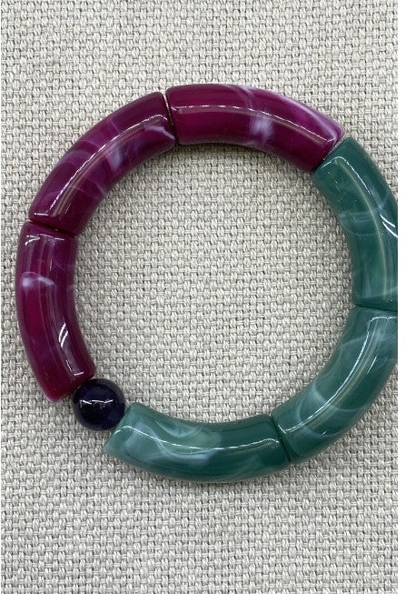 Missra Acrylic Tube Bracelet with Charm | Green ACRYBRSK3-1
