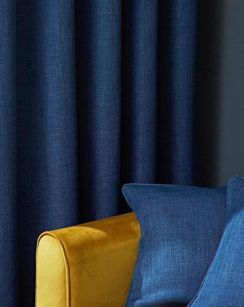 Hugo textured blackout eyelet curtains Navy