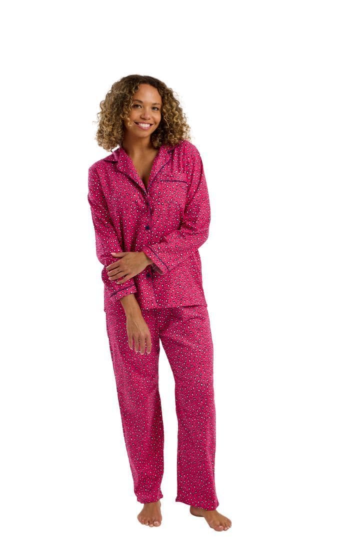 Indigo Sky Animal Wincey Pyjamas | Cerise IN45755