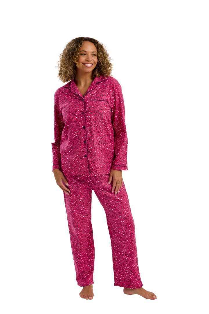 Indigo Sky Animal Wincey Pyjamas | Cerise IN45755