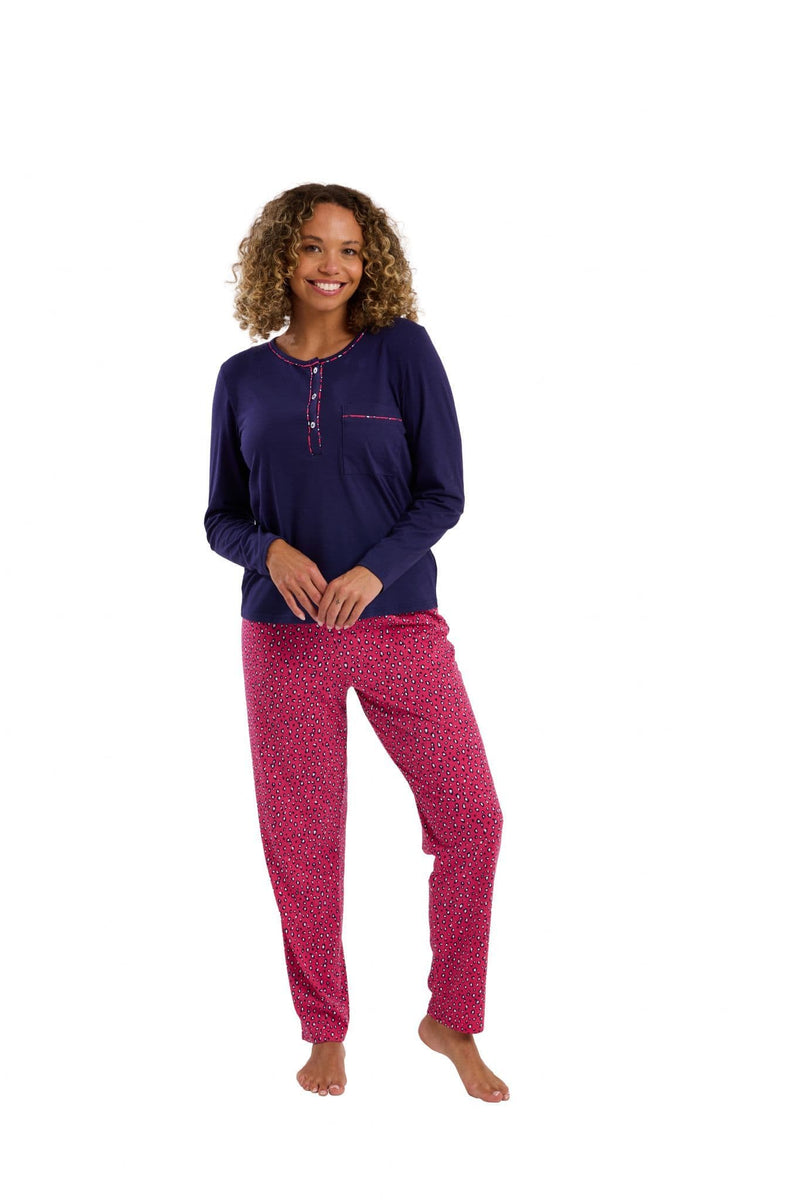 Indigo Sky  Bright  Animal Print Pyjamas  | Navy IN45811