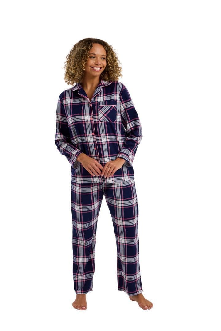 Indigo Sky Check Wincey Pyjamas | Navy IN45757