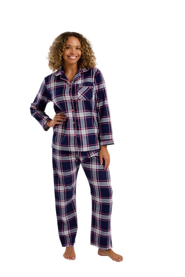 Indigo Sky Check Wincey Pyjamas | Navy IN45757