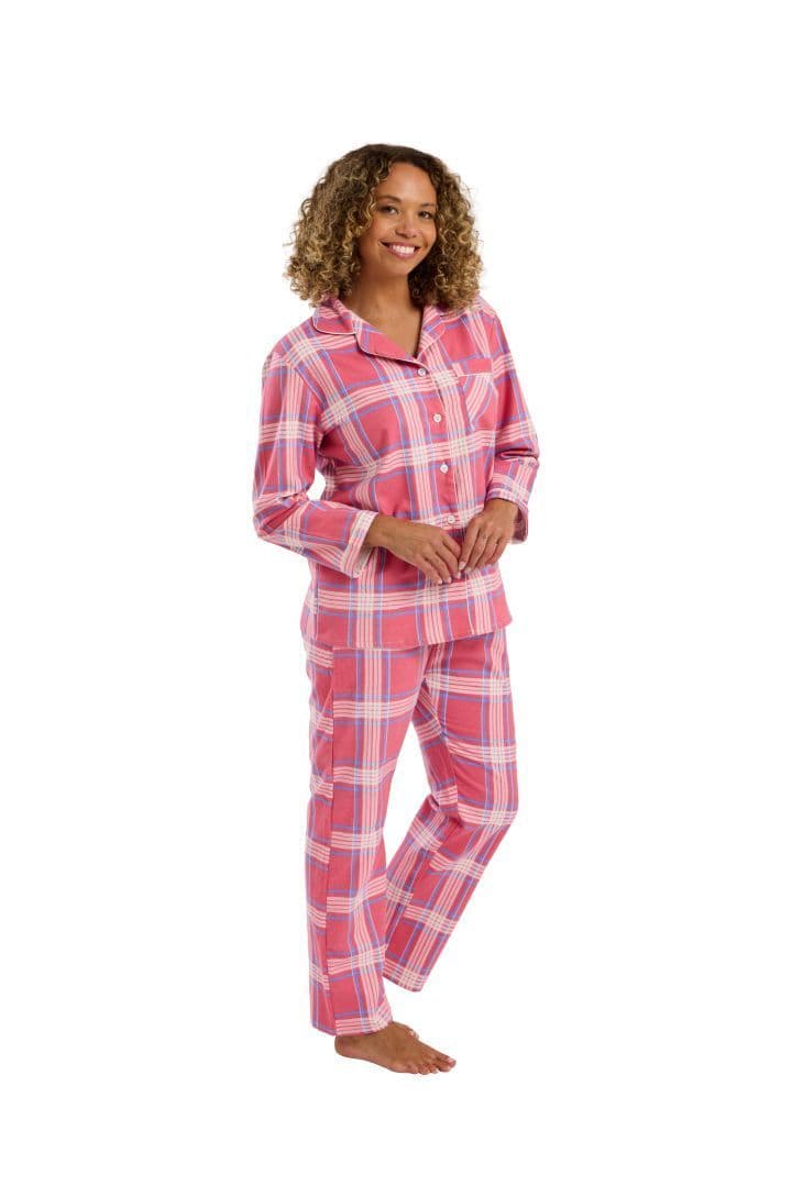 Indigo Sky Check Wincey Pyjamas | Pink IN45757