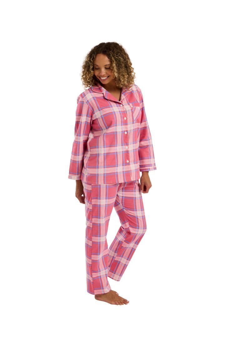 Indigo Sky Check Wincey Pyjamas | Pink IN45757