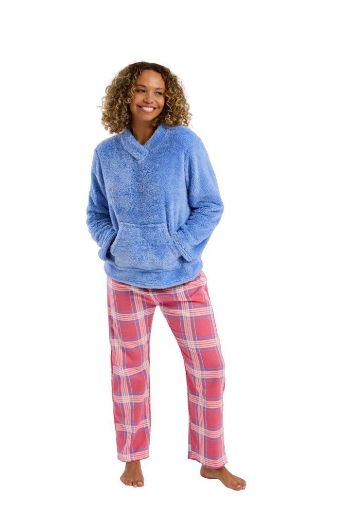 Indigo Sky Check Windcey Fleece Pyjamas| Blue IN45760