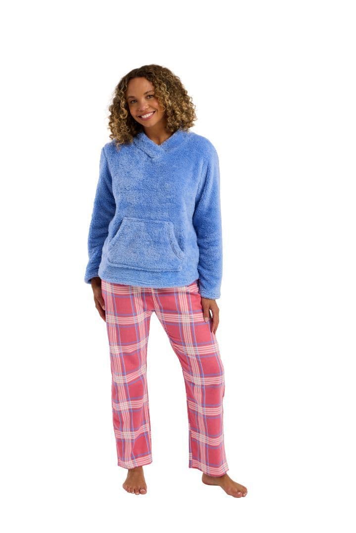 Indigo Sky Check Windcey Fleece Pyjamas| Blue IN45760