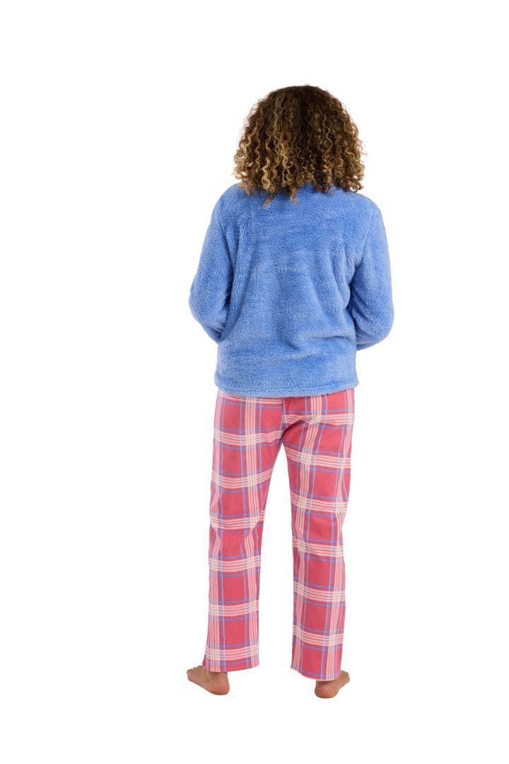 Indigo Sky Check Windcey Fleece Pyjamas| Blue IN45760