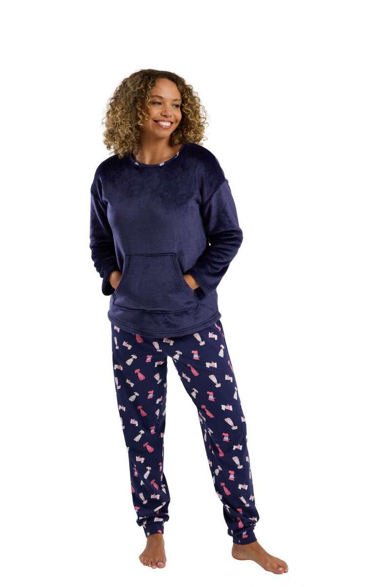 Indigo Sky Dog Fleece Pyjamas  | Navy IN45818