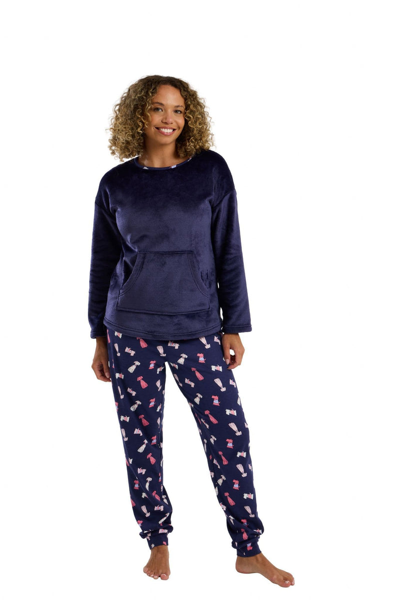 Indigo Sky Dog Fleece Pyjamas  | Navy IN45818