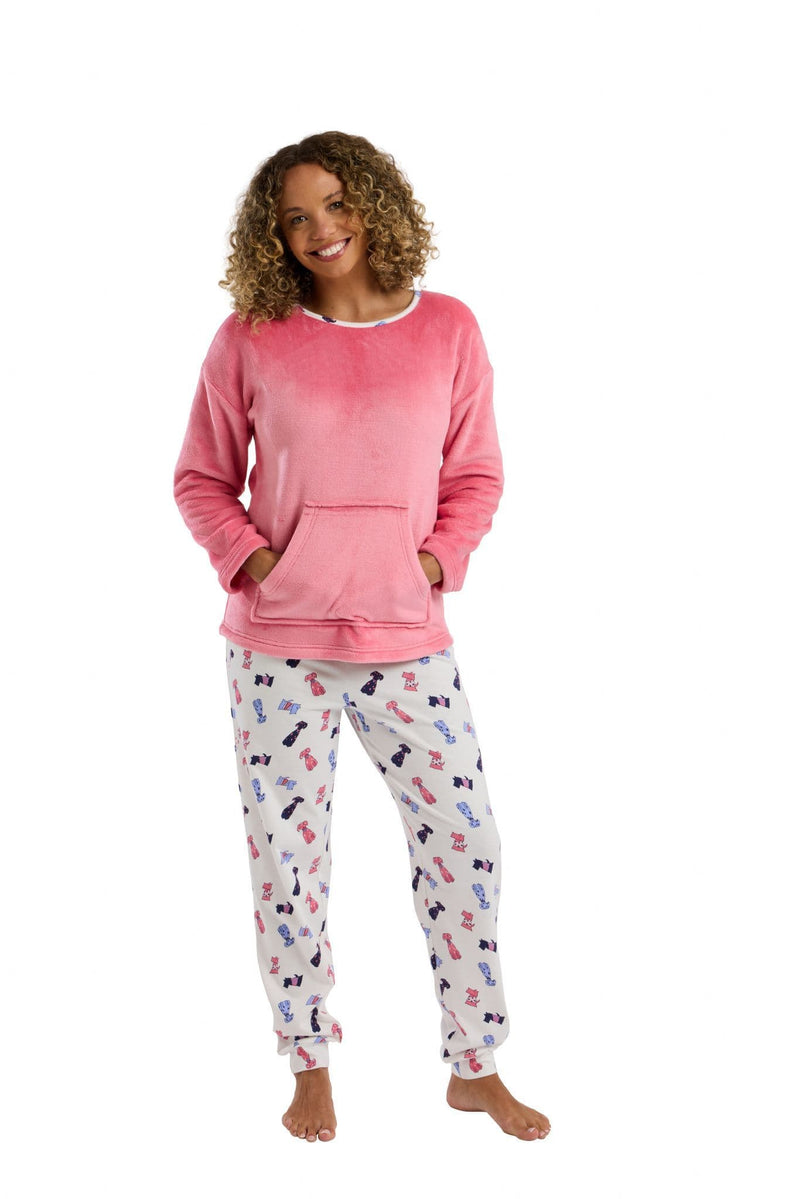Indigo Sky Dog  Fleece  Pyjamas| Pink IN45818