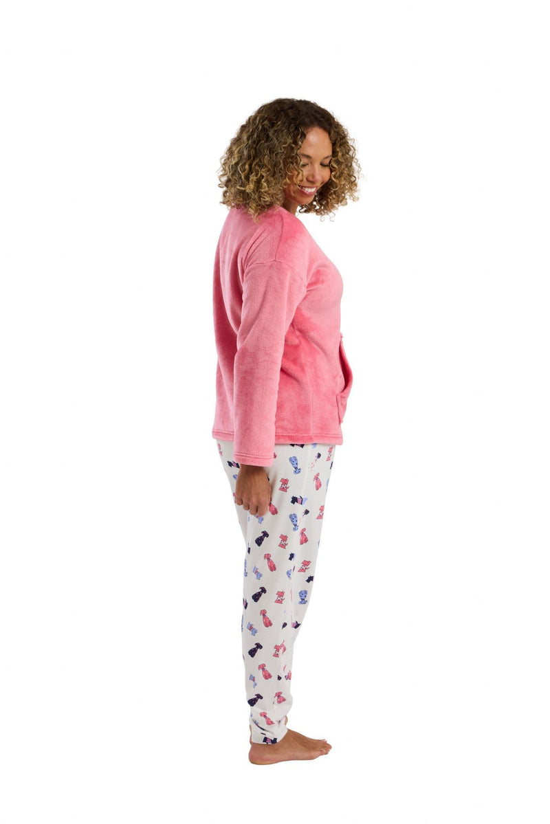 Indigo Sky Dog  Fleece  Pyjamas| Pink IN45818