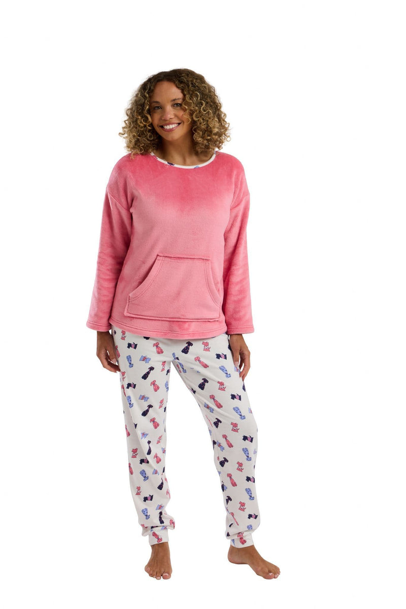 Indigo Sky Dog  Fleece  Pyjamas| Pink IN45818