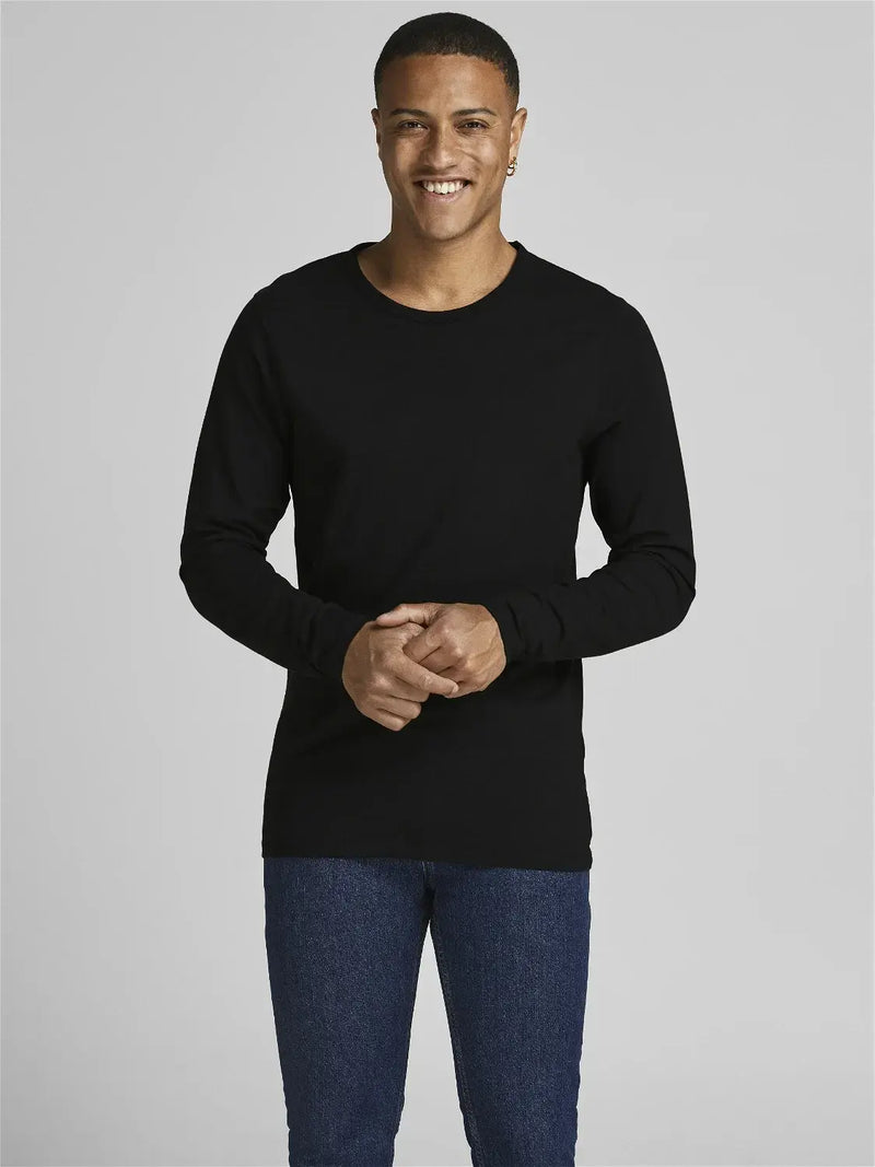 Jack & Jones Basic O-Neck Tee L/S  | Black