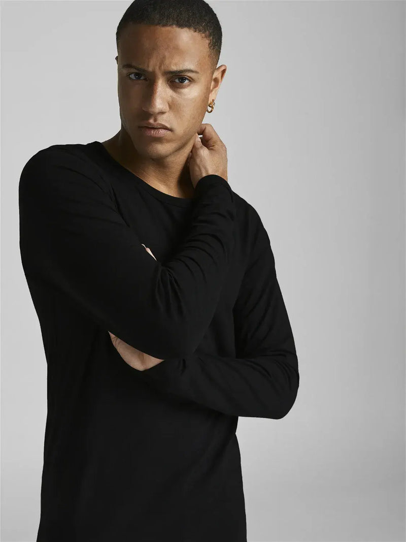 Jack & Jones Basic O-Neck Tee L/S  | Black