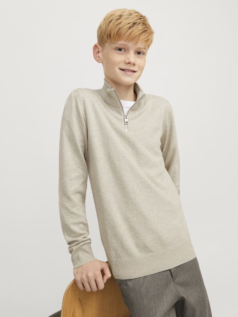 Jack & Jones Emil Knit Half Zip Jumper | Oatmeal
