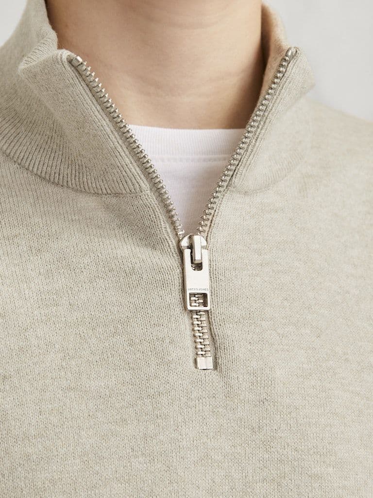 Jack & Jones Emil Knit Half Zip Jumper | Oatmeal