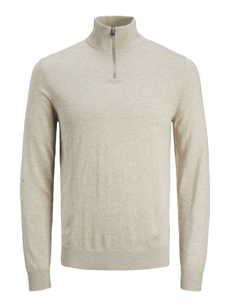 Jack & Jones Emil Knit Half Zip Jumper | Oatmeal