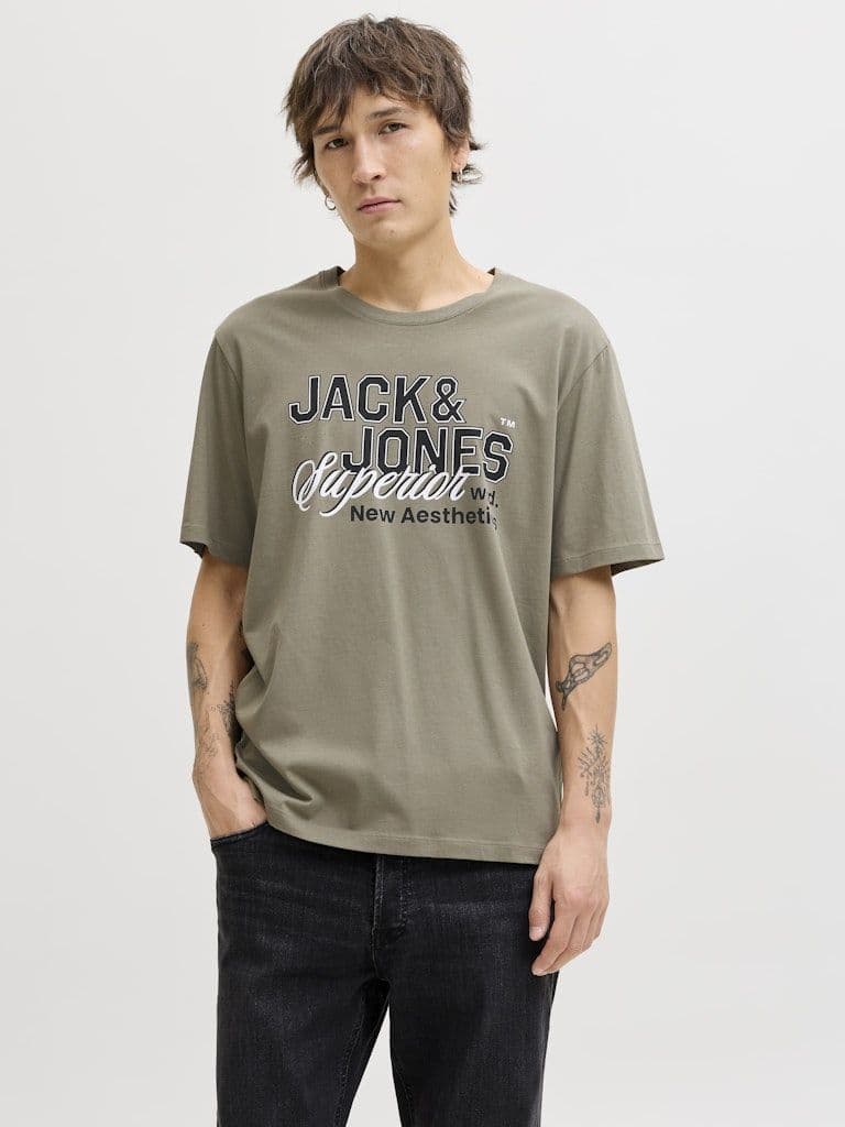 Jack & Jones Logo Tee SS O-Neck | Grey