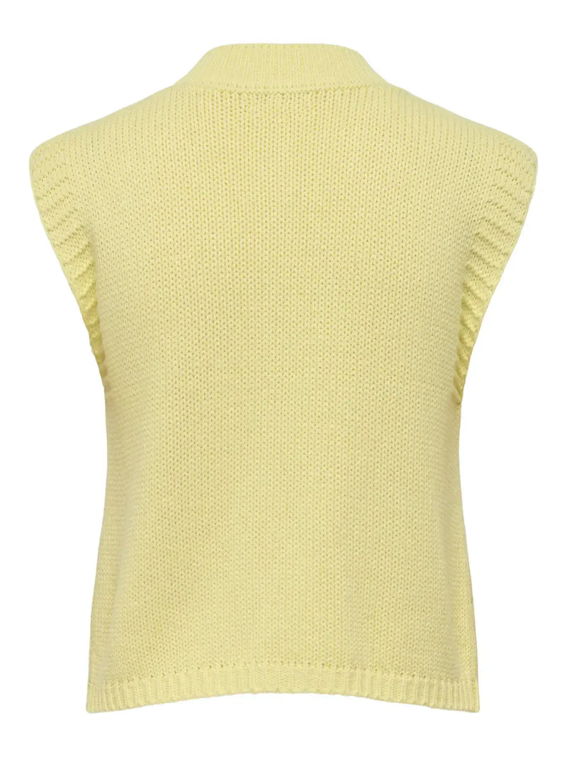 JDY Annalise S/L O-Neck Cable Vest Knit | Lemon