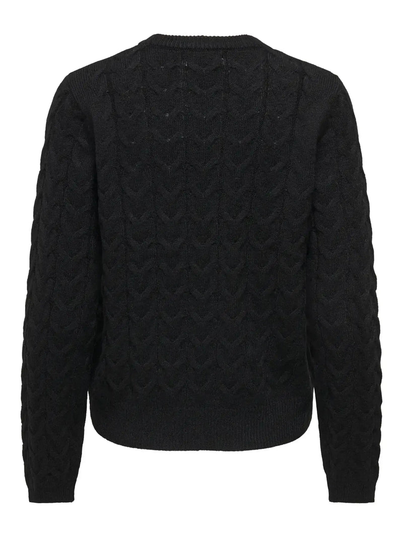 JDY Carmen L/S  Pearl Pullover | Black