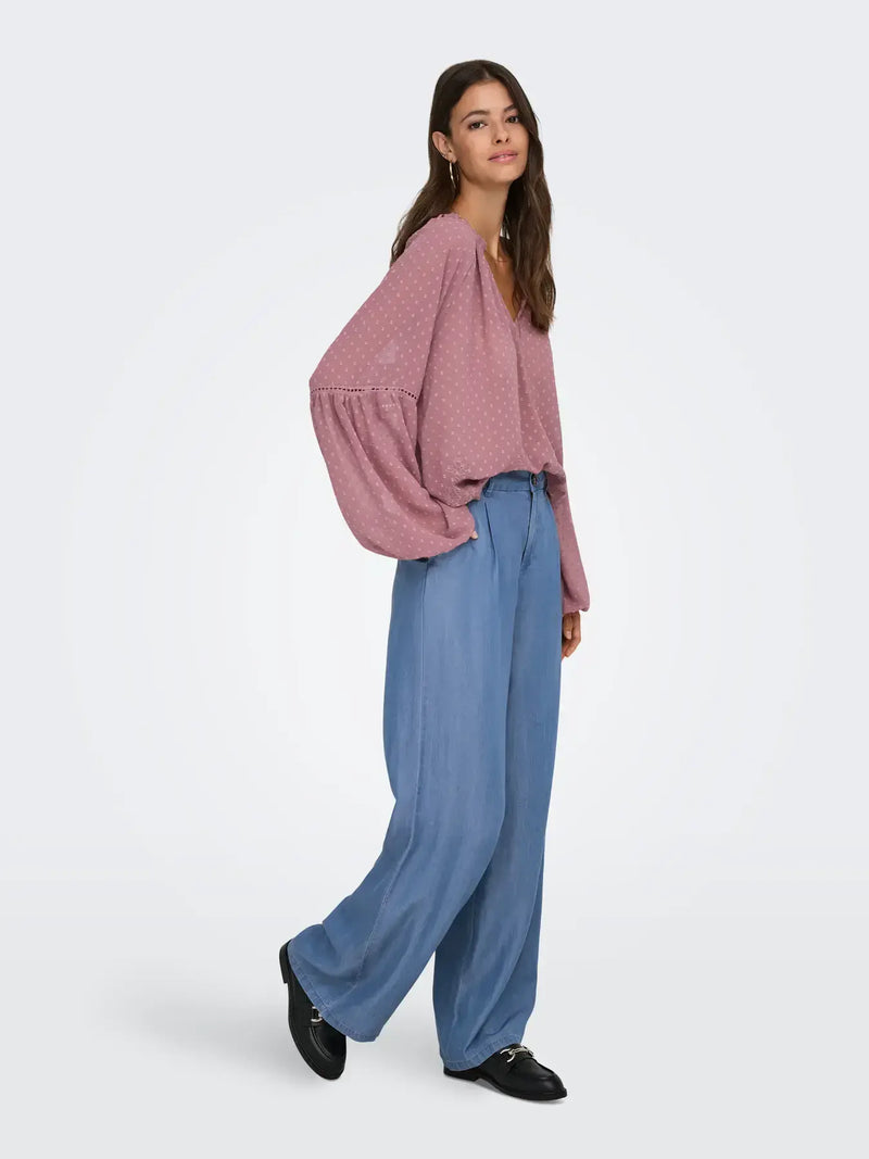 JDY Jasper HW Wide Pant | Med Blue