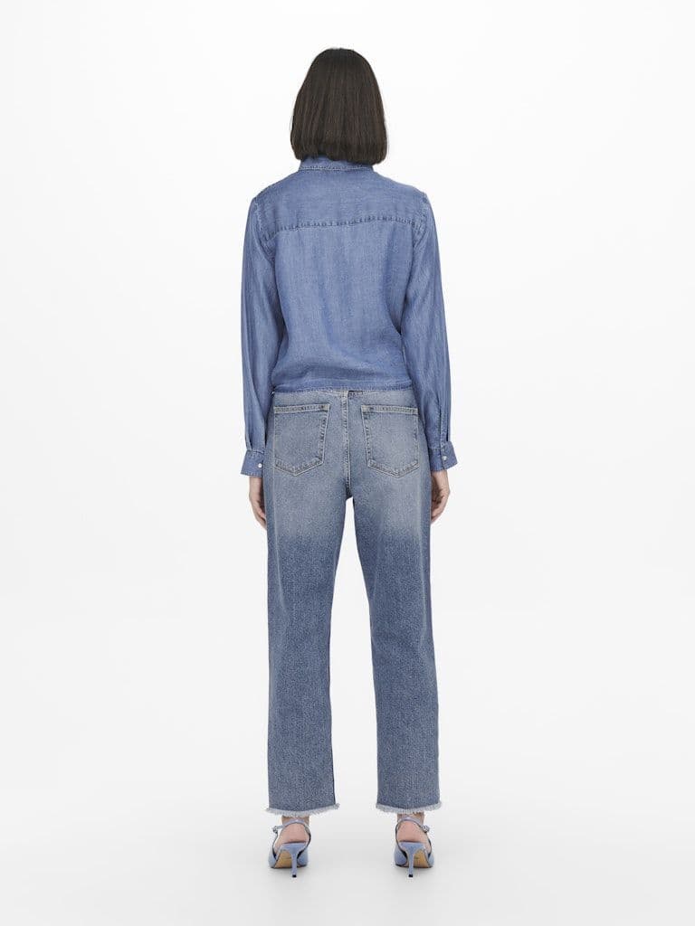JDY Jasper L/S Knot Shirt   | Med Blue