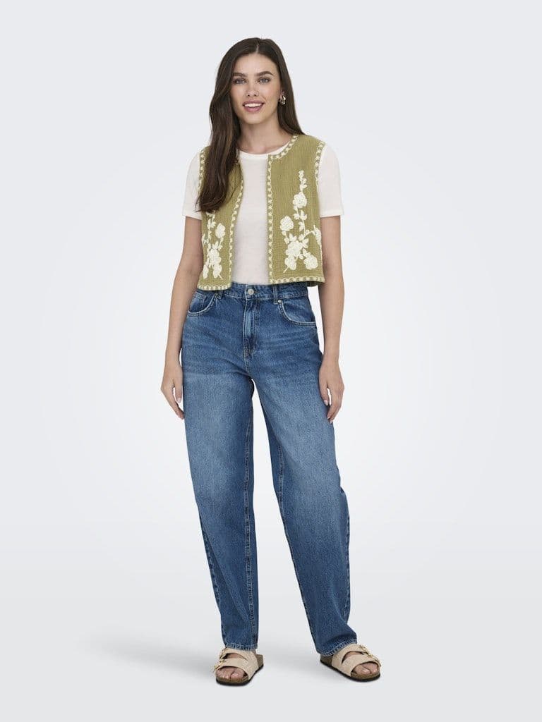 JDY Marley S/L Embroidery Vest | Green