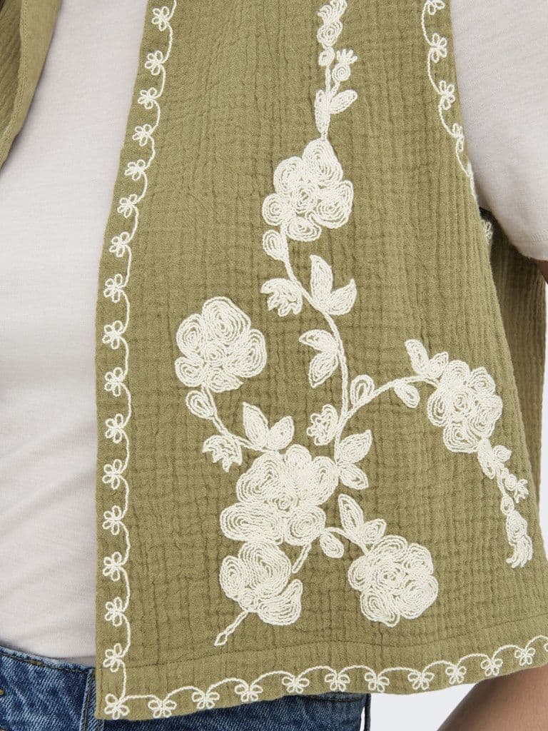 JDY Marley S/L Embroidery Vest | Green