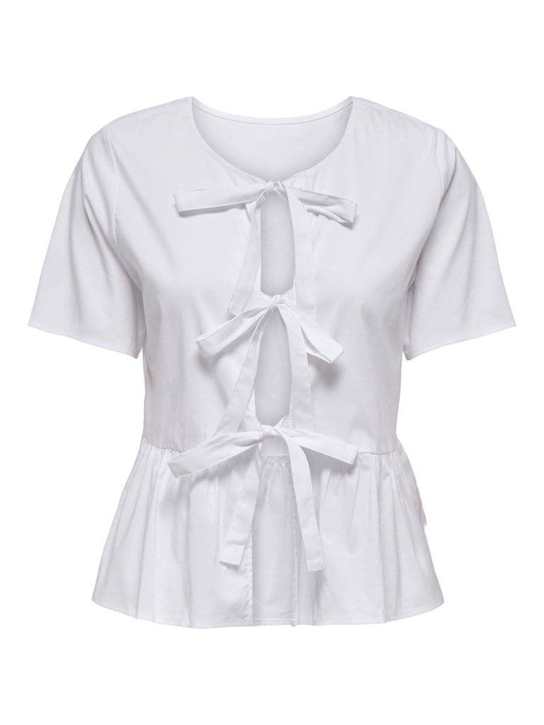 JDY Mio S/S Rev String Top | White