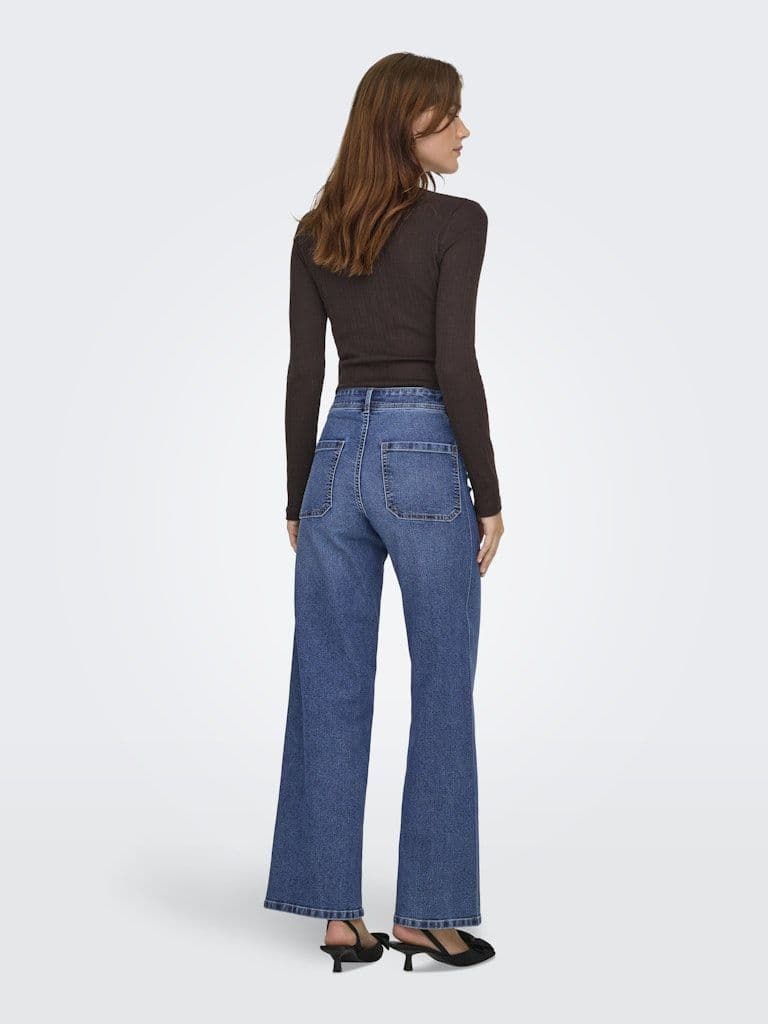 JDY Moon-Vanessa HW Wide Denim | Dark Blue