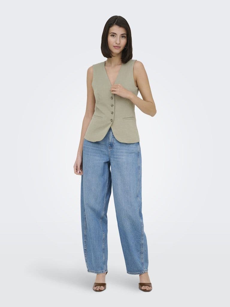 JDY River S/L Waistcoat | Teak