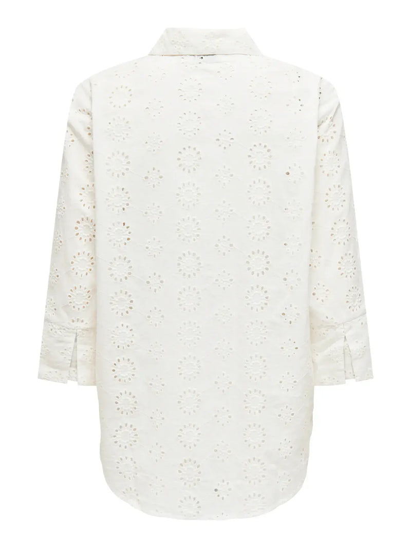 JDY Tallie 3/4 Long Shirt | Cloud Dancer