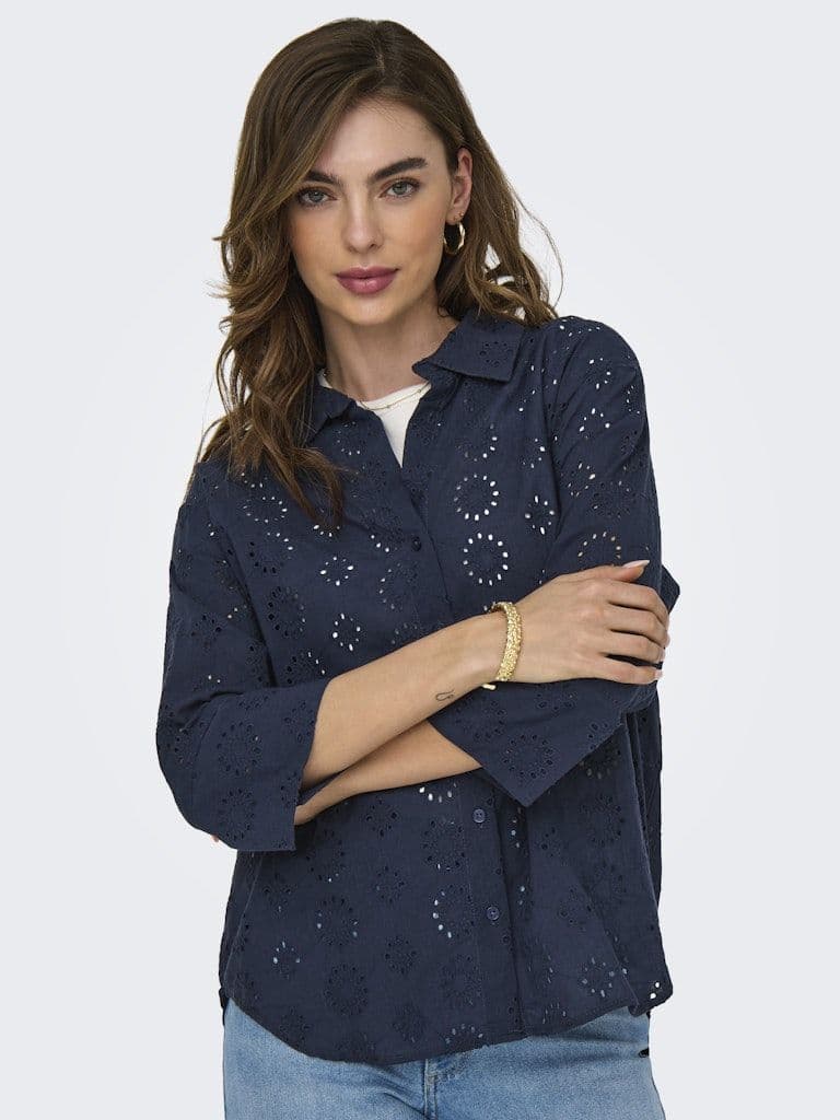 JDY Tallie 3/4 Long Shirt | Indigo