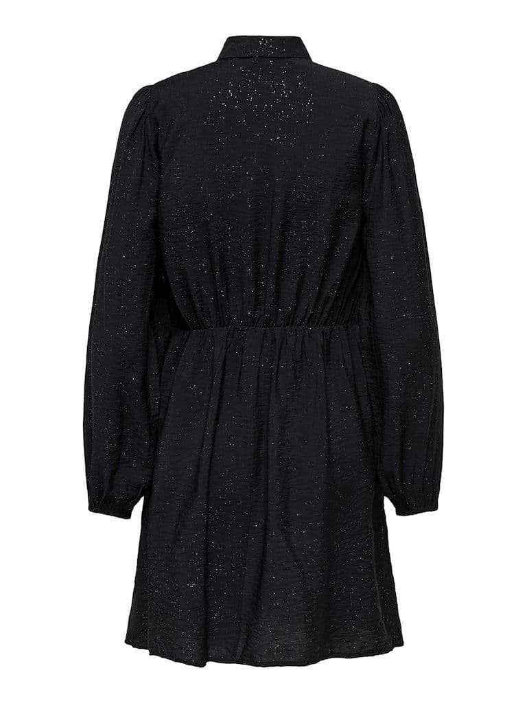 JDY Troya Life L/S Placket Dress | Black /silver