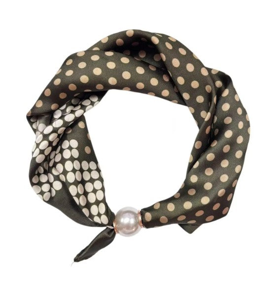 Best Angel Scarf with Pearls & Magnetic Closure | Khaki BA4416_5